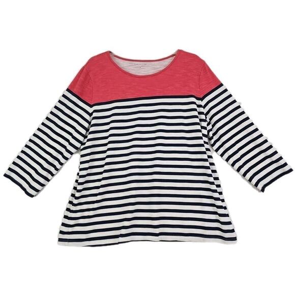 Coldwater Creek ~Woman Size XL~ Multicolor Striped 3/4 Sleeve Basic Cotton Blend - Picture 5 of 11